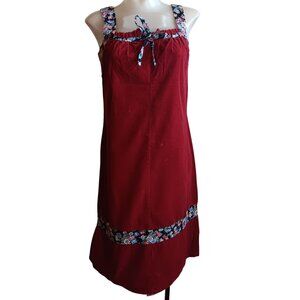 Vintage 70's Boho Peasant Festival Corduroy Floral Apron-Style Dress Size 7 USA